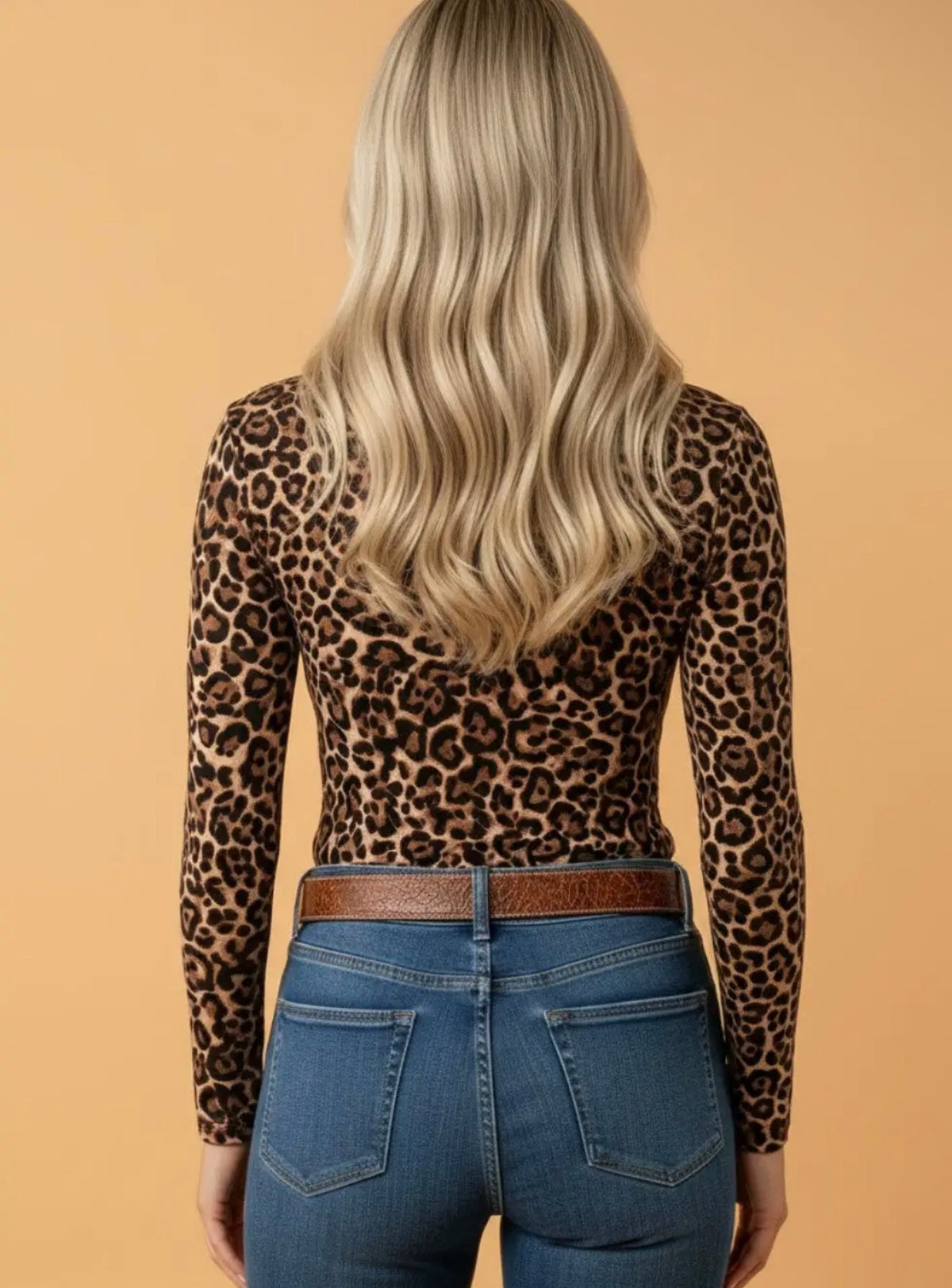 Leopard High Neck Long Sleeve Top