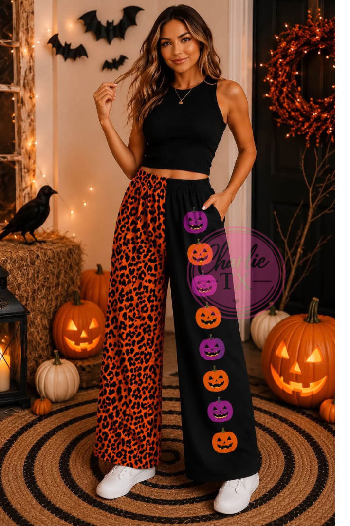 Orange & Purple Pumpkin Split Pants