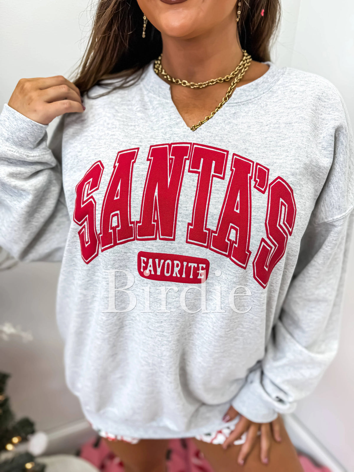 Split Neck Crew Santas Favorite
