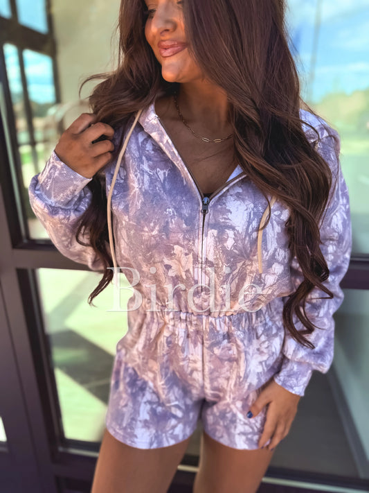 Dark Camo Long Sleeve Hooded Romper