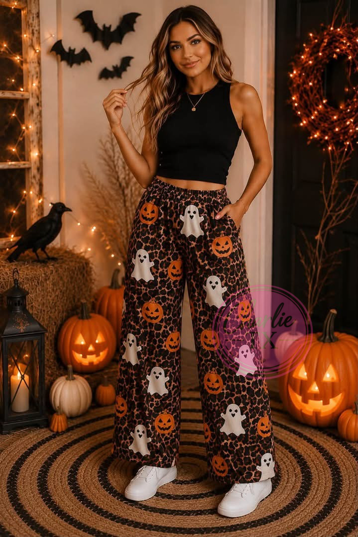Leopard Ghosts & Pumpkins Pants