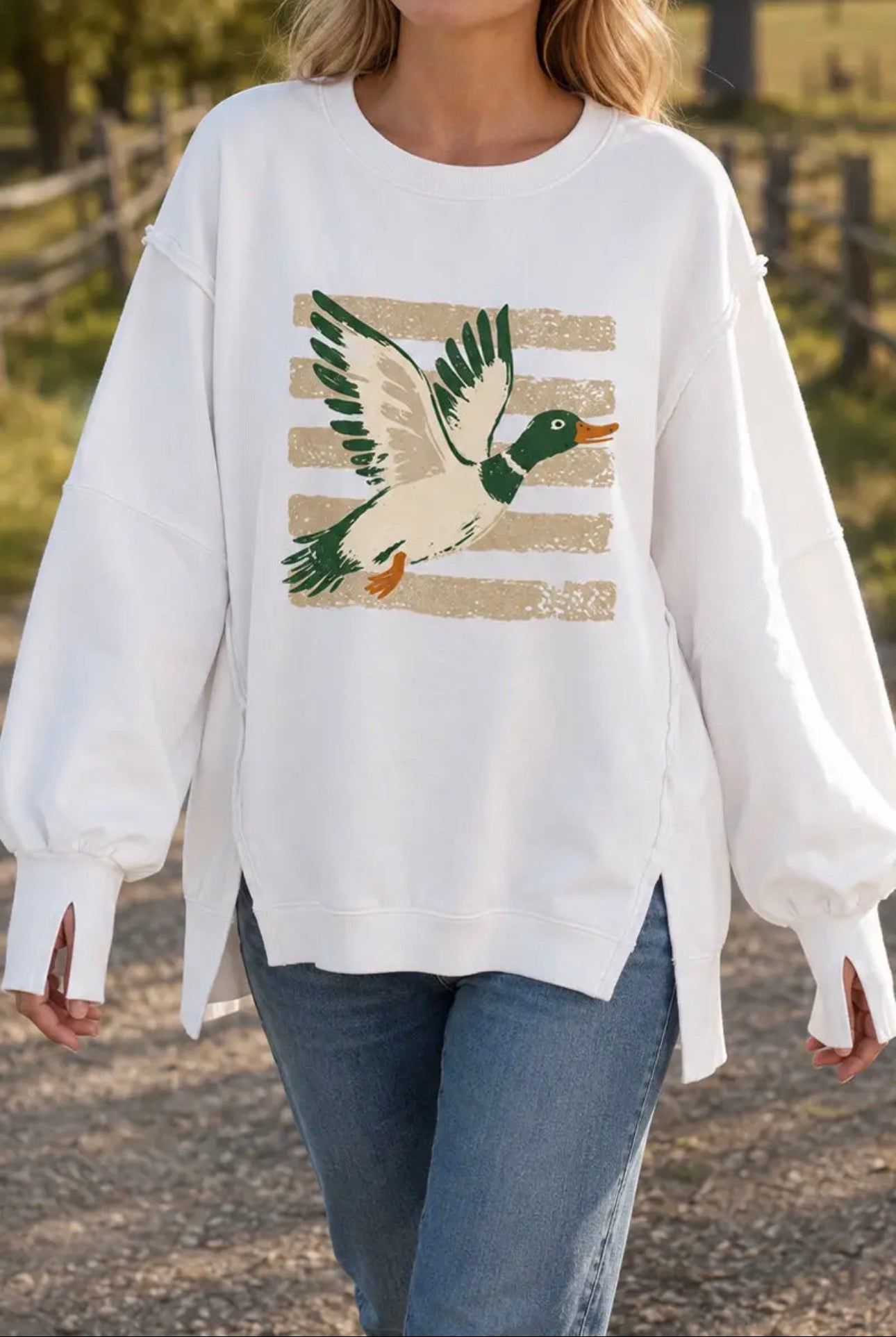 Duck Graphic Oversized Sweatshirt