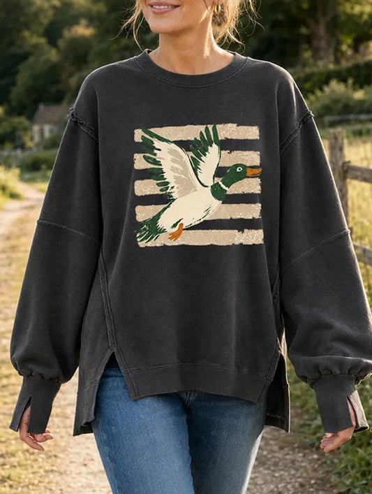 Duck Graphic Oversized Sweatshirt