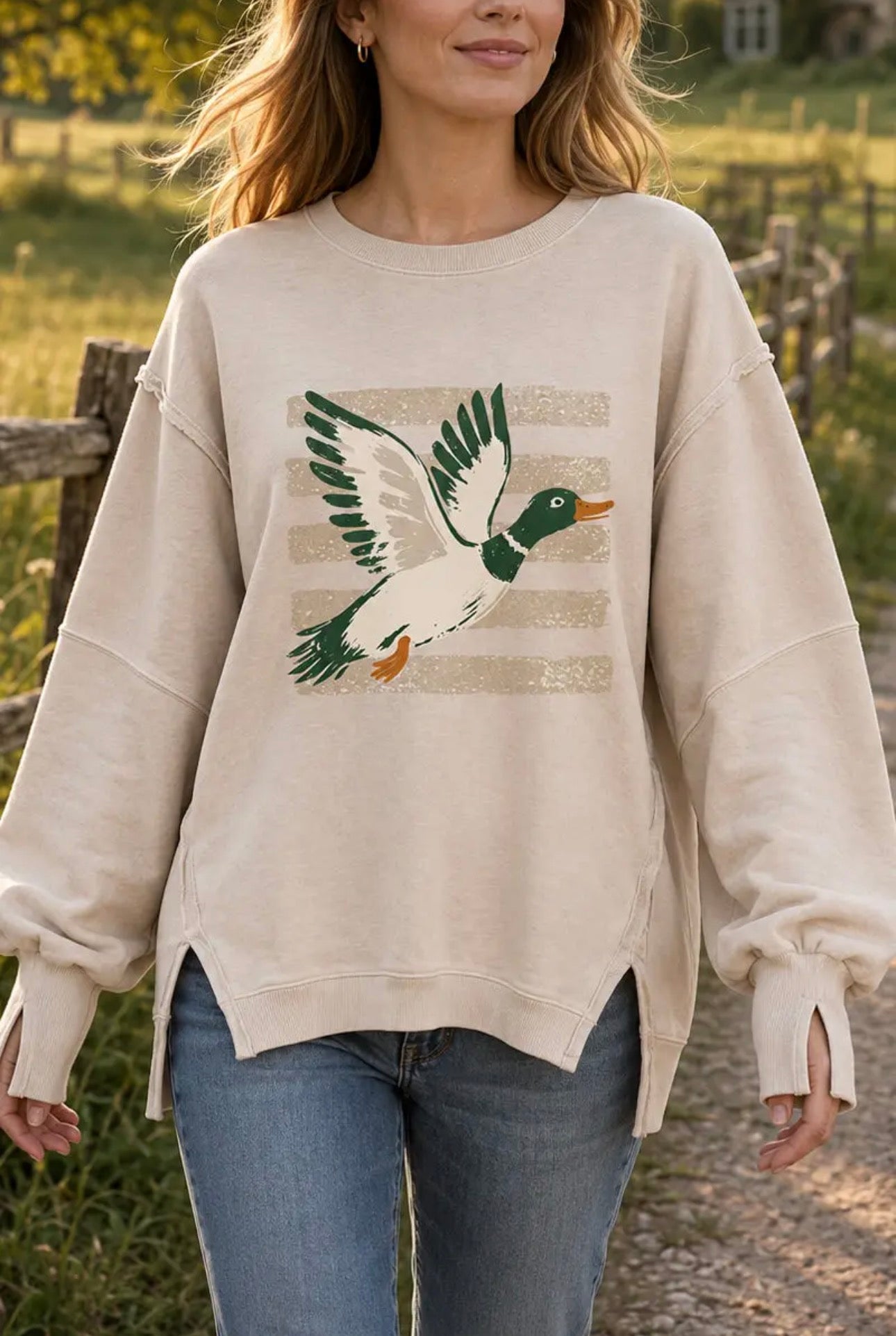 Duck Graphic Oversized Sweatshirt