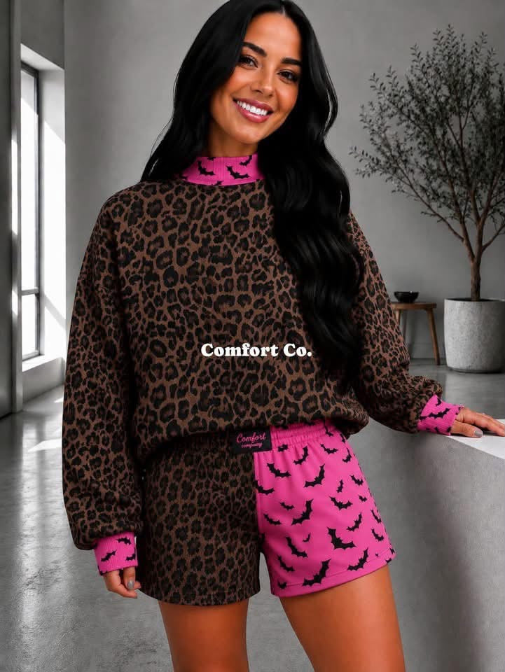 Leopard Batty Mock Neck