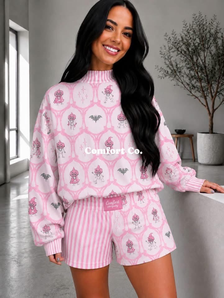 Pink Pumpkin Patch Mock Neck