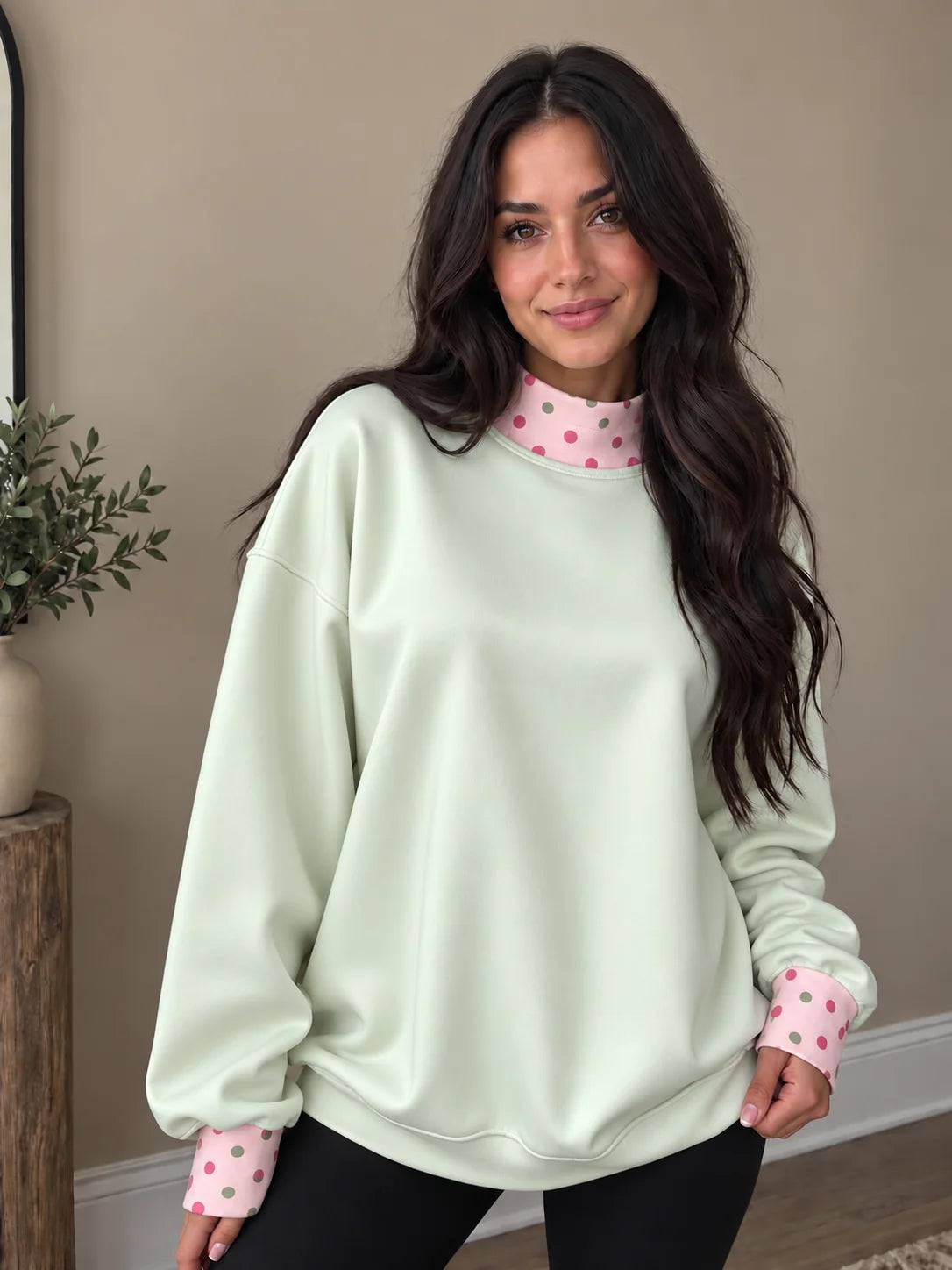 Rosy Wreath Mock Neck