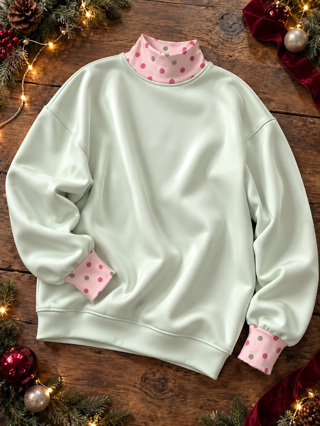 Rosy Wreath Mock Neck