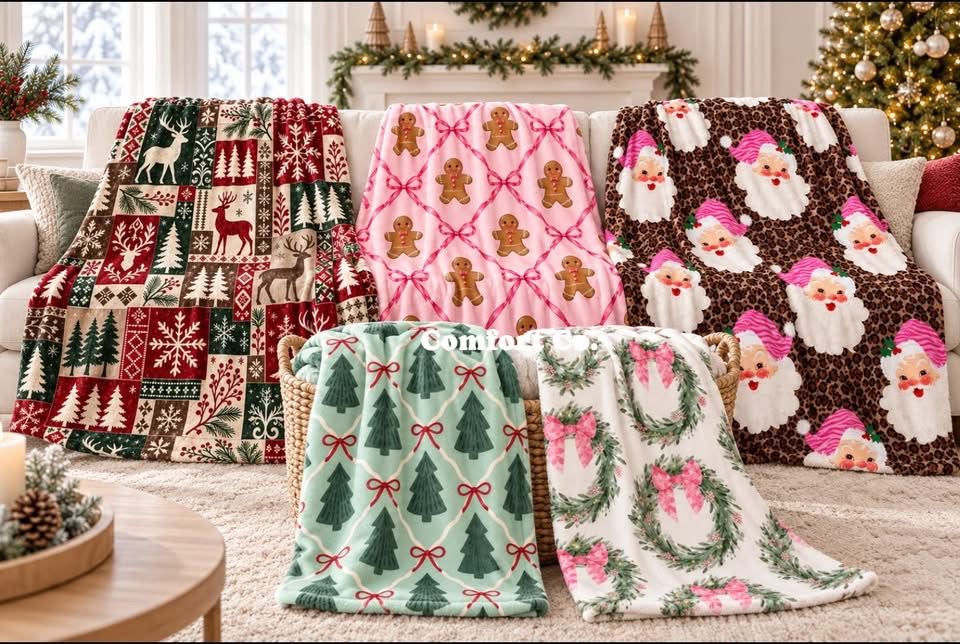 Plush Christmas Blankets- OVERSIZED throw size
